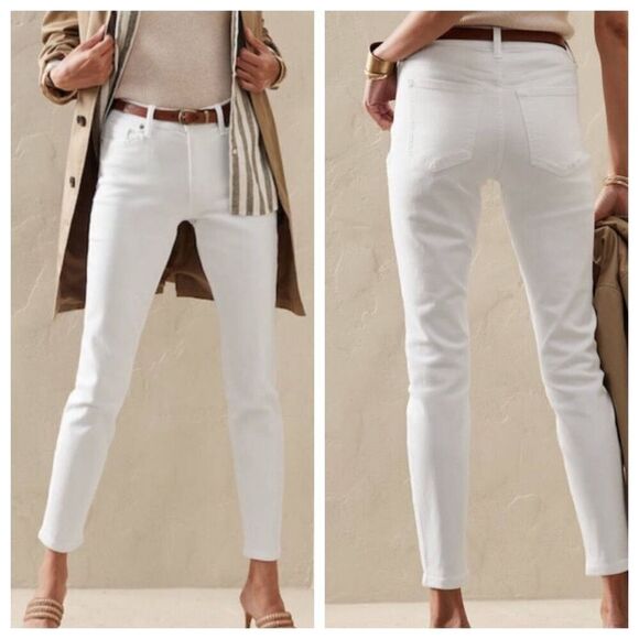 Banana Republic High-Rise‎ Stretch Skinny Jeans White 31L - Picture 1 of 15